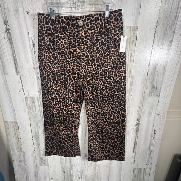Maeve “The Colette” Cropped Wide-Leg Leopard Print Pants – Size 33 – MSRP $130 - Picture 1 of 8